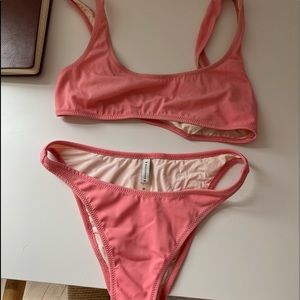 Solid and striped bikini set